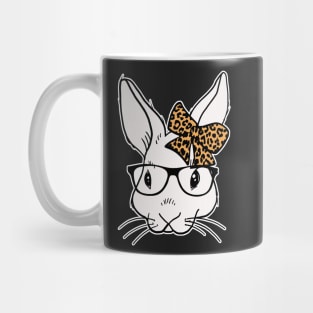 Bunny glasses leopard ribbon happy easter 2021 Mug